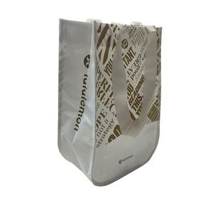 Lululemon Athletica Gold and White Shopping Tote 12”x9 1/4”